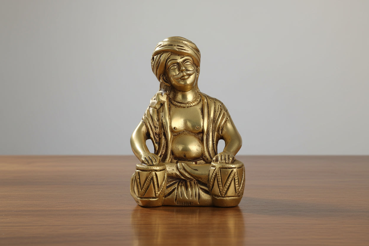 Brass Pagri Musicians Set of 5 – Handcrafted Home Décor for Elegance, Tradition & Positive Vibes