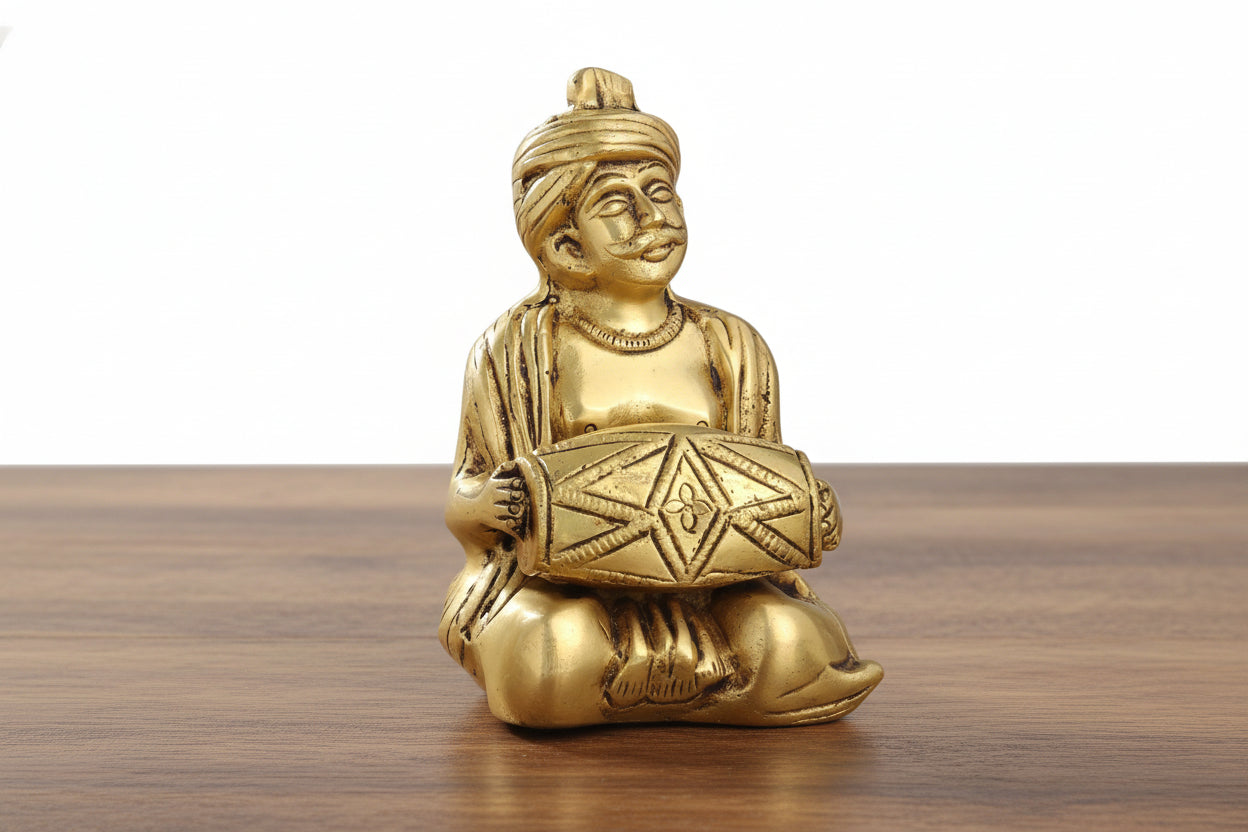 Brass Pagri Musicians Set of 5 – Handcrafted Home Décor for Elegance, Tradition & Positive Vibes