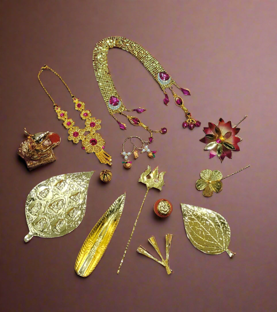 gold plated Ganeshji Abhushan/ jewelry for lord ganesh