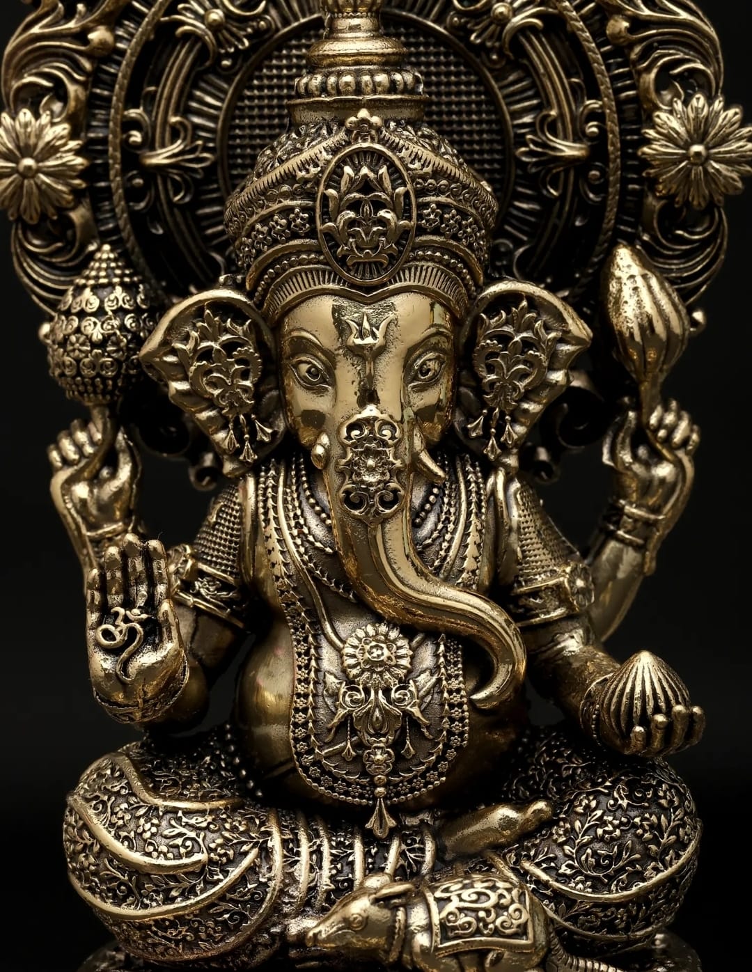Brass Ganesh Idol – Antique Finish Ganpati Murti for Home Temple, Office & Puja Room