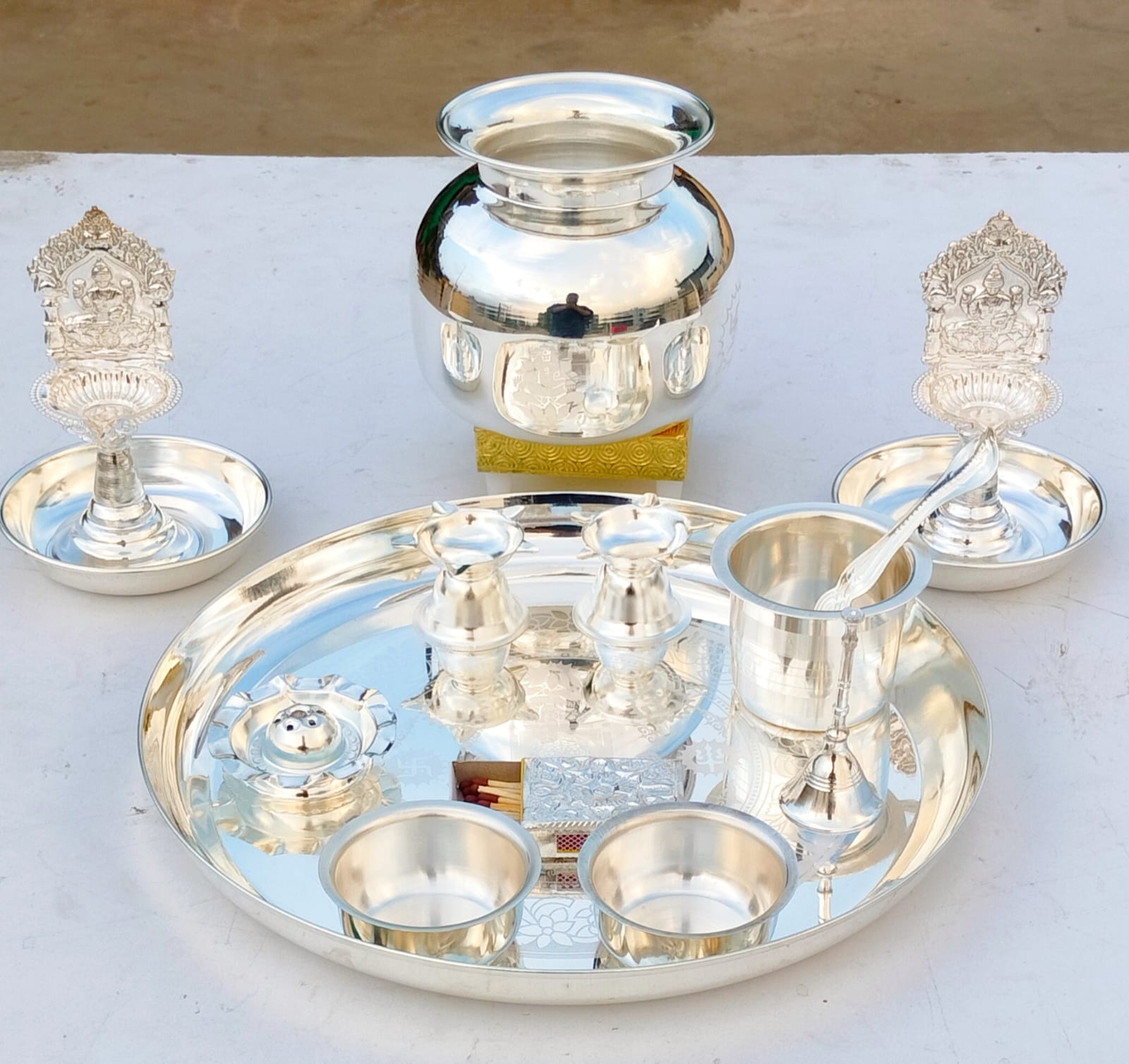 German Silver  Pooja Set