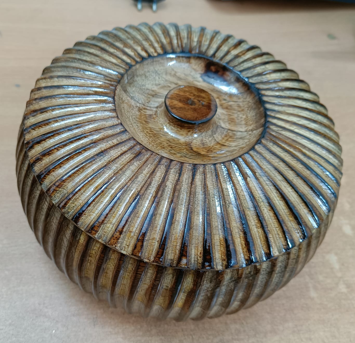 wooden flower design casserole/chapati box/roti box/gift item for kitchen, Brown