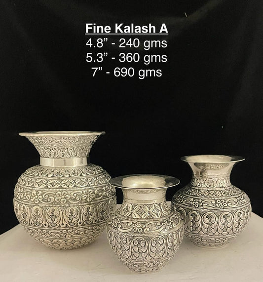 German silver fully carved kalash