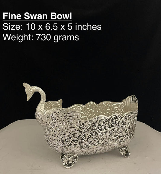 German silver fine carving swan bowl for snacks