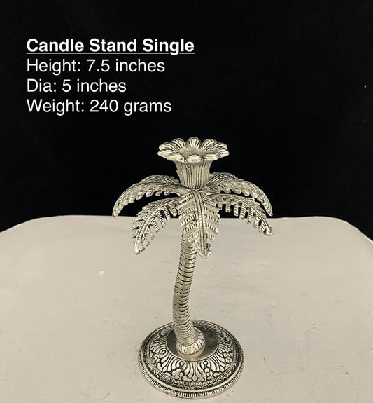 German silver coconut tree candle stand