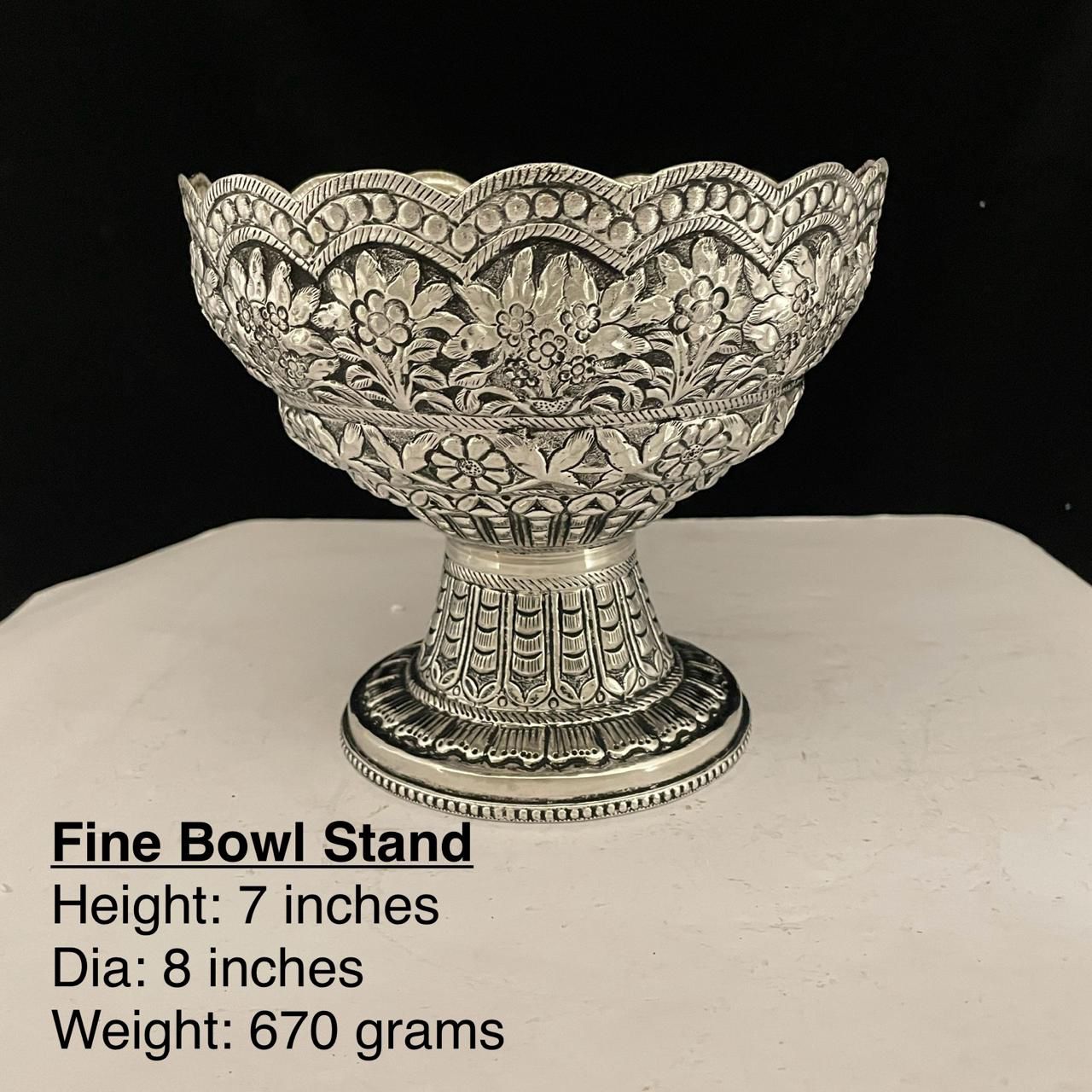 German silver fully carved fruit bowl/snacks/home decor with stand/gift item