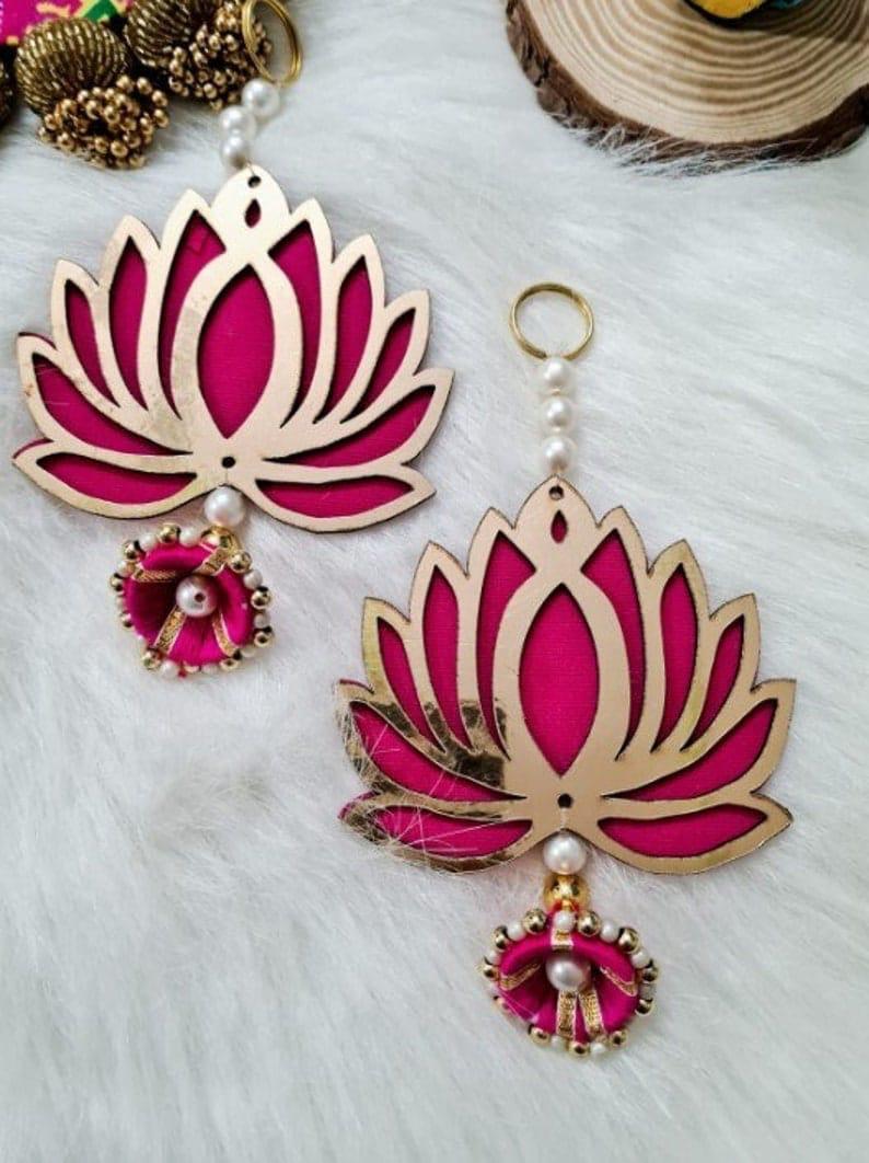 Pack of 10 Lotus Wall/Door/Tree Hanging with Pearl Pink Color