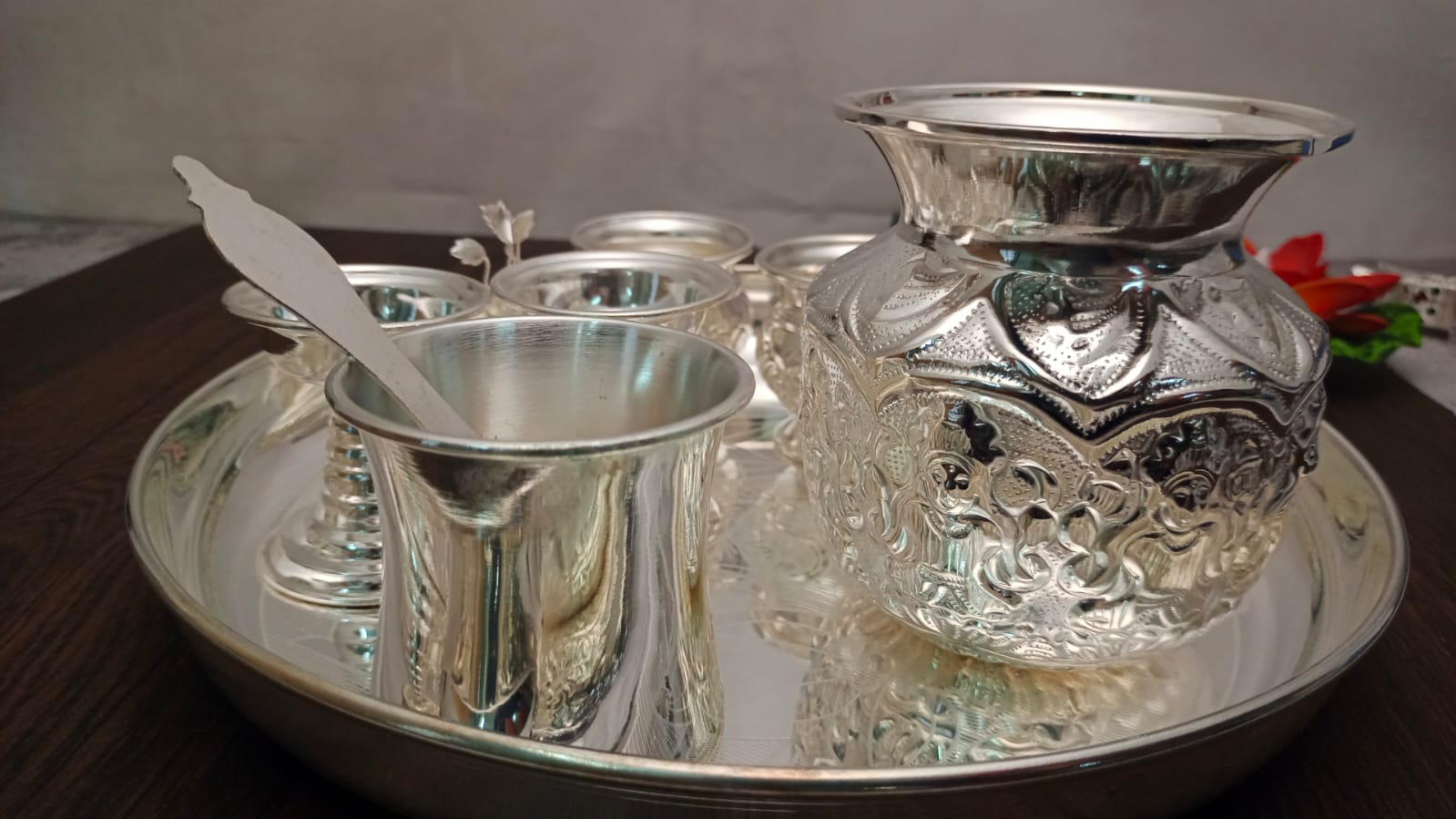 German silver Pooja set for housewarming pooja/Diwali festival