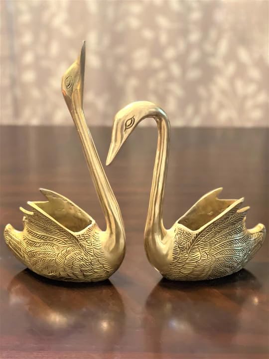 Pure Brass Metal Swan Pair of Swans for Good Luck and Love|Candle Holder for Home Decor Tabletop Living Room