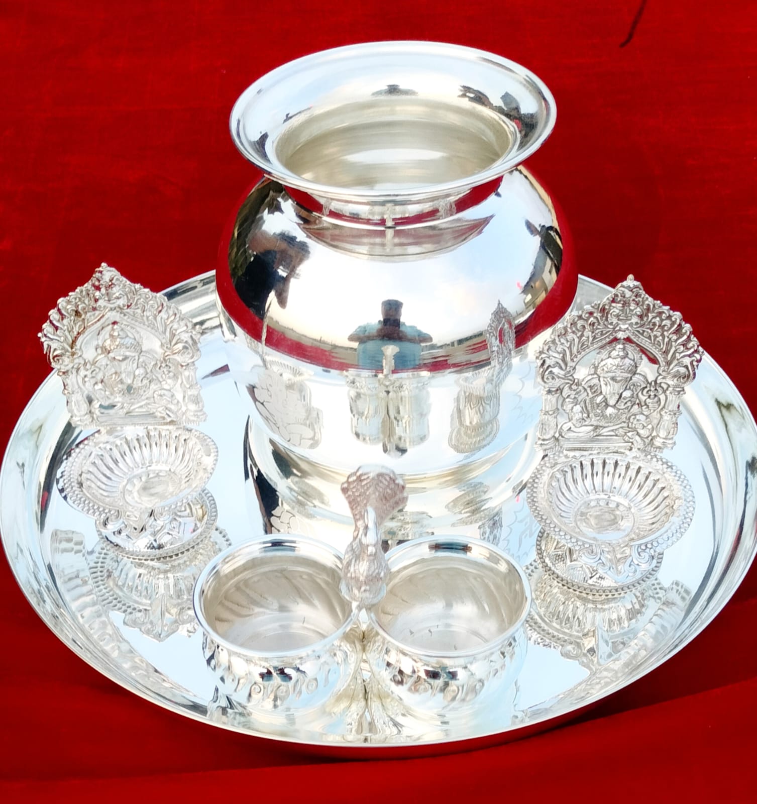 German Silver Regular use Pooja Set