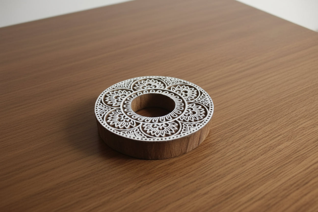 Wooden round shape Block Tea Light Holder Set of 10 – Artistic Home Décor for Warmth, Tradition & Festive Glow