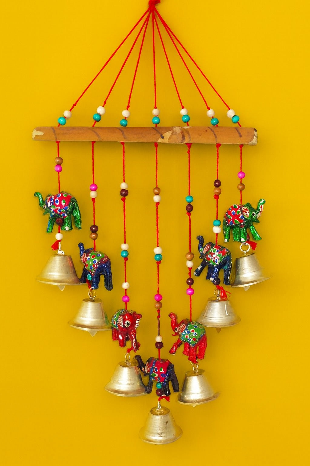 Wooden elephant Wall Hanging with Metal Bells – Handcrafted Home Décor & Gift for Harmony, Elegance & Tradition