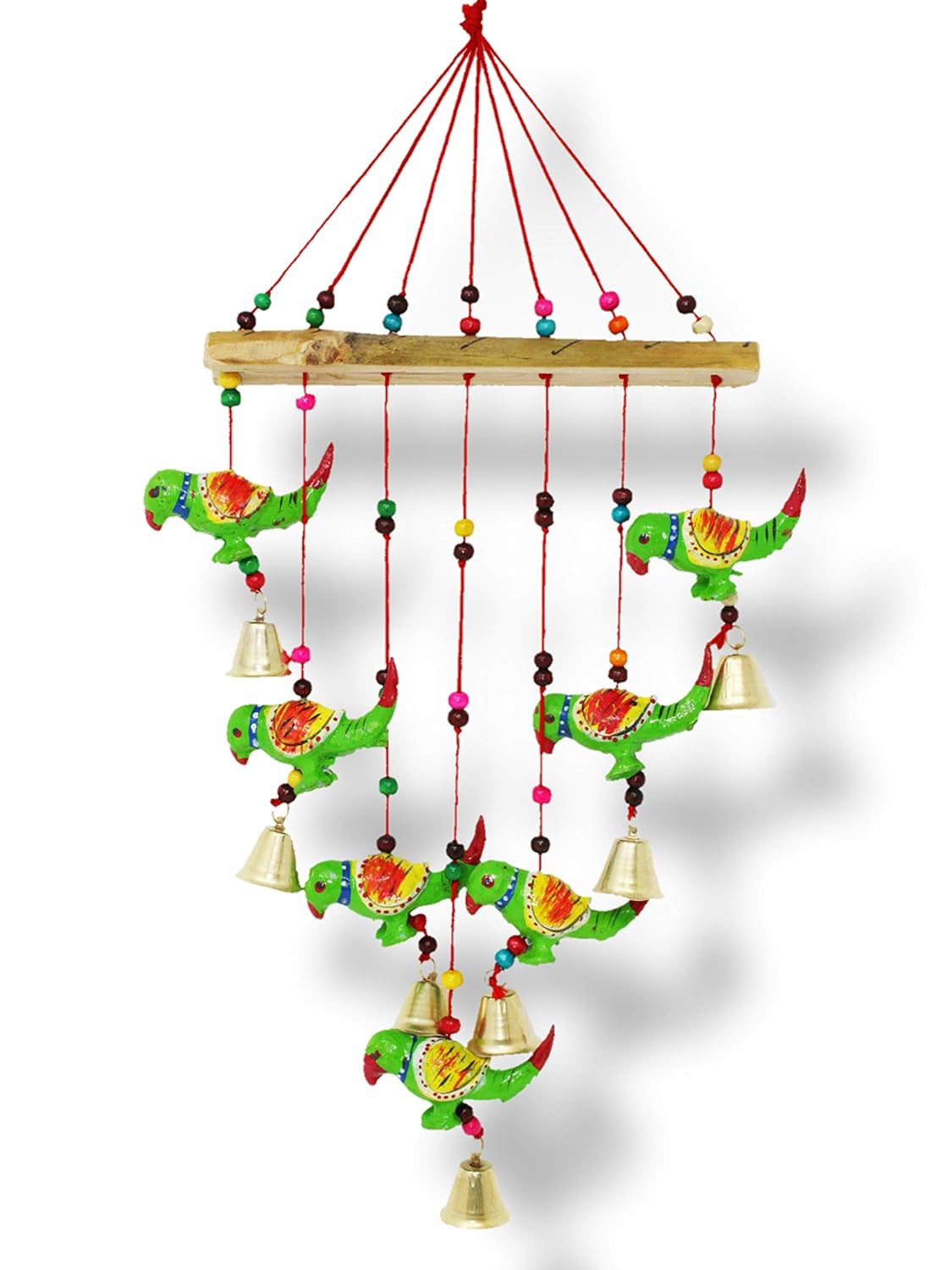 Wooden parrot Wall Hanging with Metal Bells  – Handcrafted Home Décor & Gift for Harmony, Elegance & Tradition