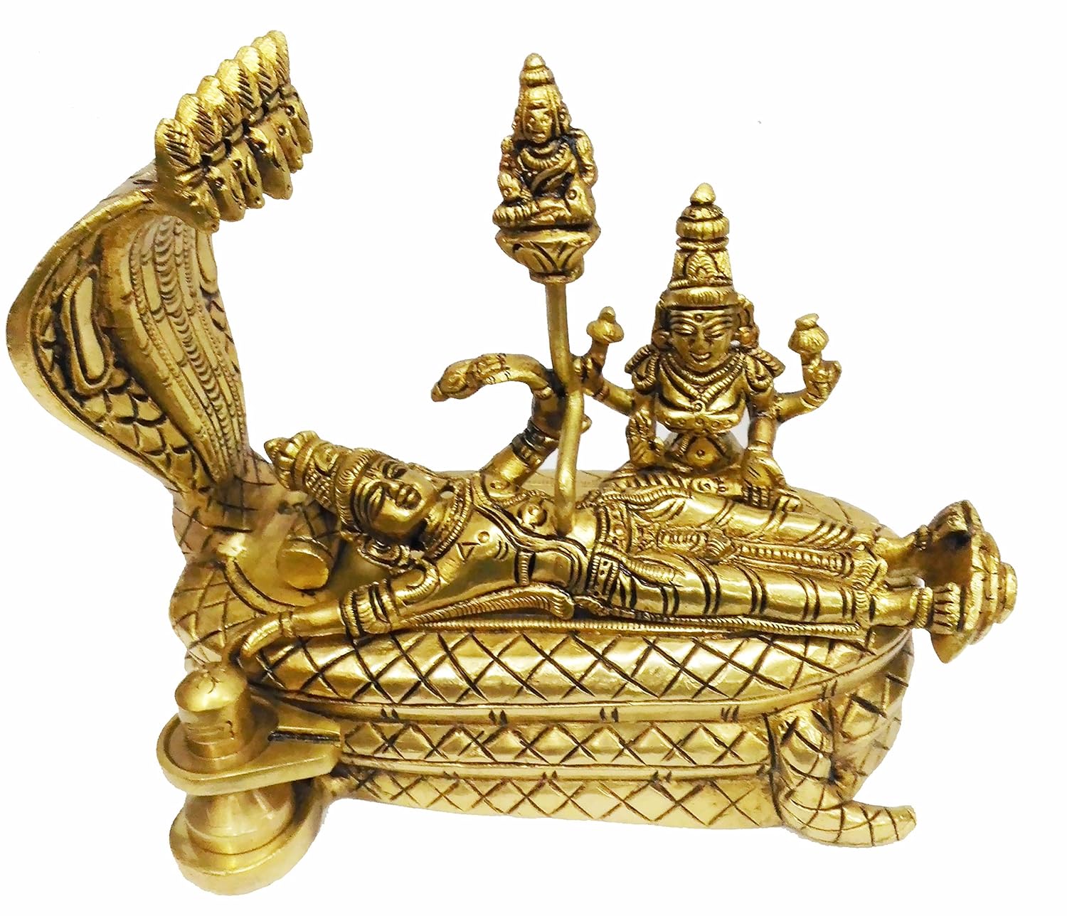 Brass Sleeping Vishnu with Lakshmi on Sheshnag – Spiritual Decor Idol