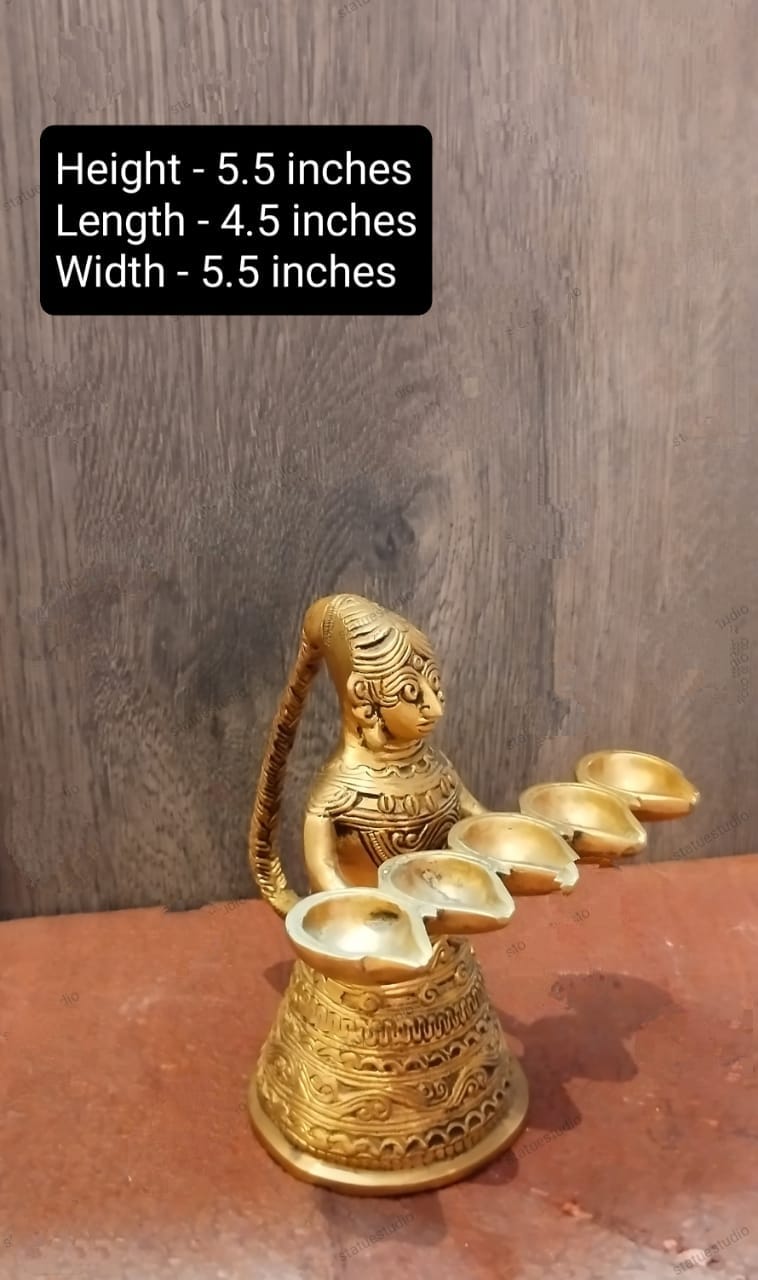 Brass Lamp Lady Idol – Deep Lakshmi Decorative Showpiece
