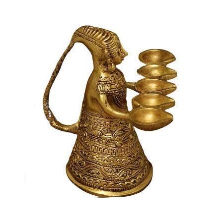 Brass Lamp Lady Idol – Deep Lakshmi Decorative Showpiece