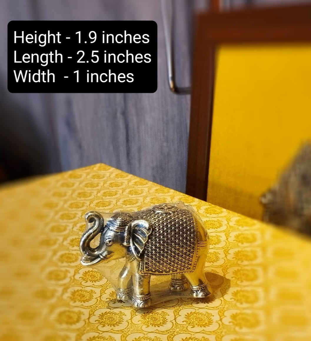 set of 2 Handcrafted Brass Elephant Statue – Lucky Decor for Vastu & Feng Shui