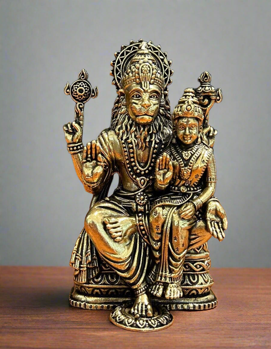 Handcrafted Brass Narasimha with Lakshmi – Auspicious Statue for Puja, Decor & Blessings