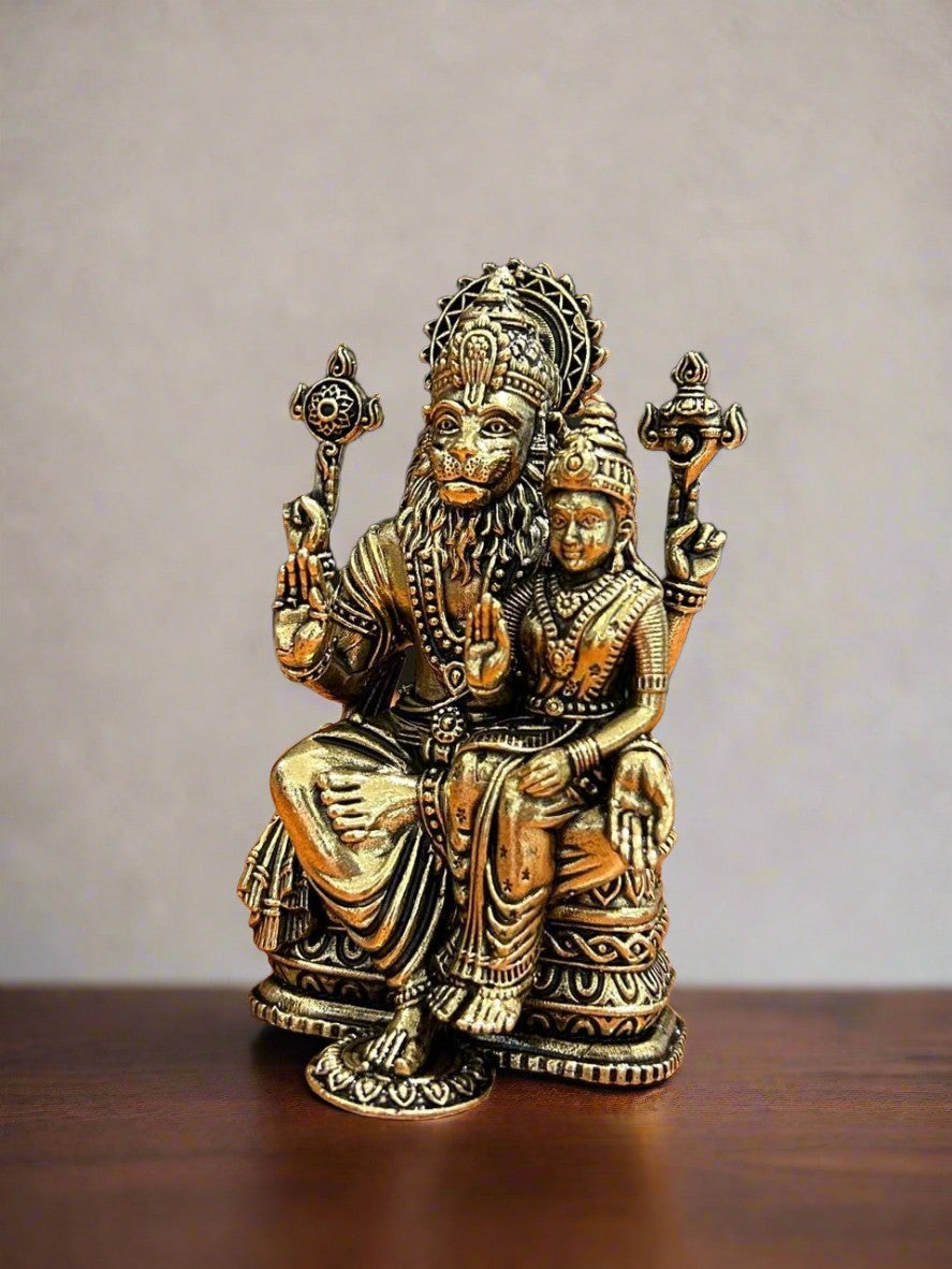 Handcrafted Brass Narasimha with Lakshmi – Auspicious Statue for Puja, Decor & Blessings