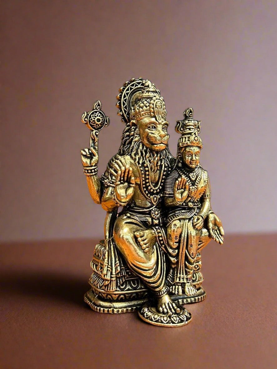 Handcrafted Brass Narasimha with Lakshmi – Auspicious Statue for Puja, Decor & Blessings
