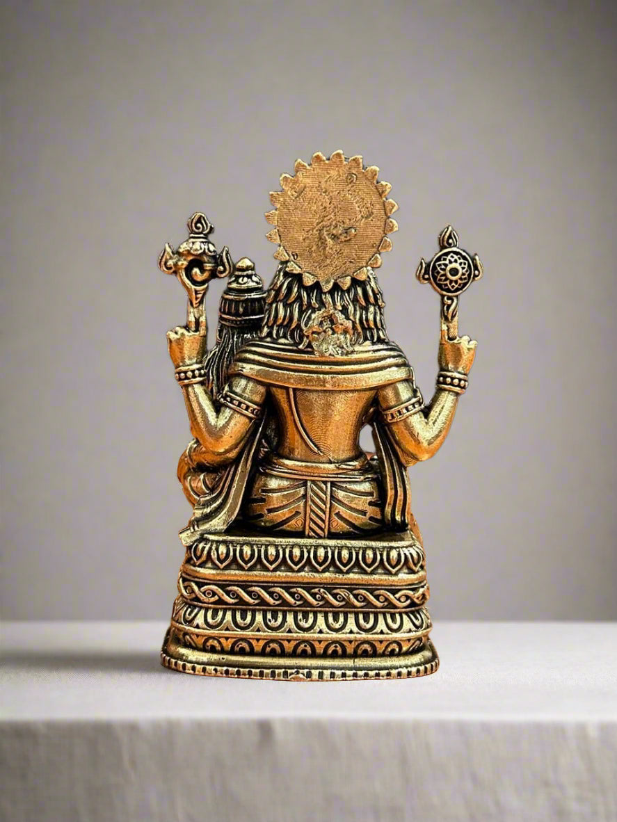 Handcrafted Brass Narasimha with Lakshmi – Auspicious Statue for Puja, Decor & Blessings