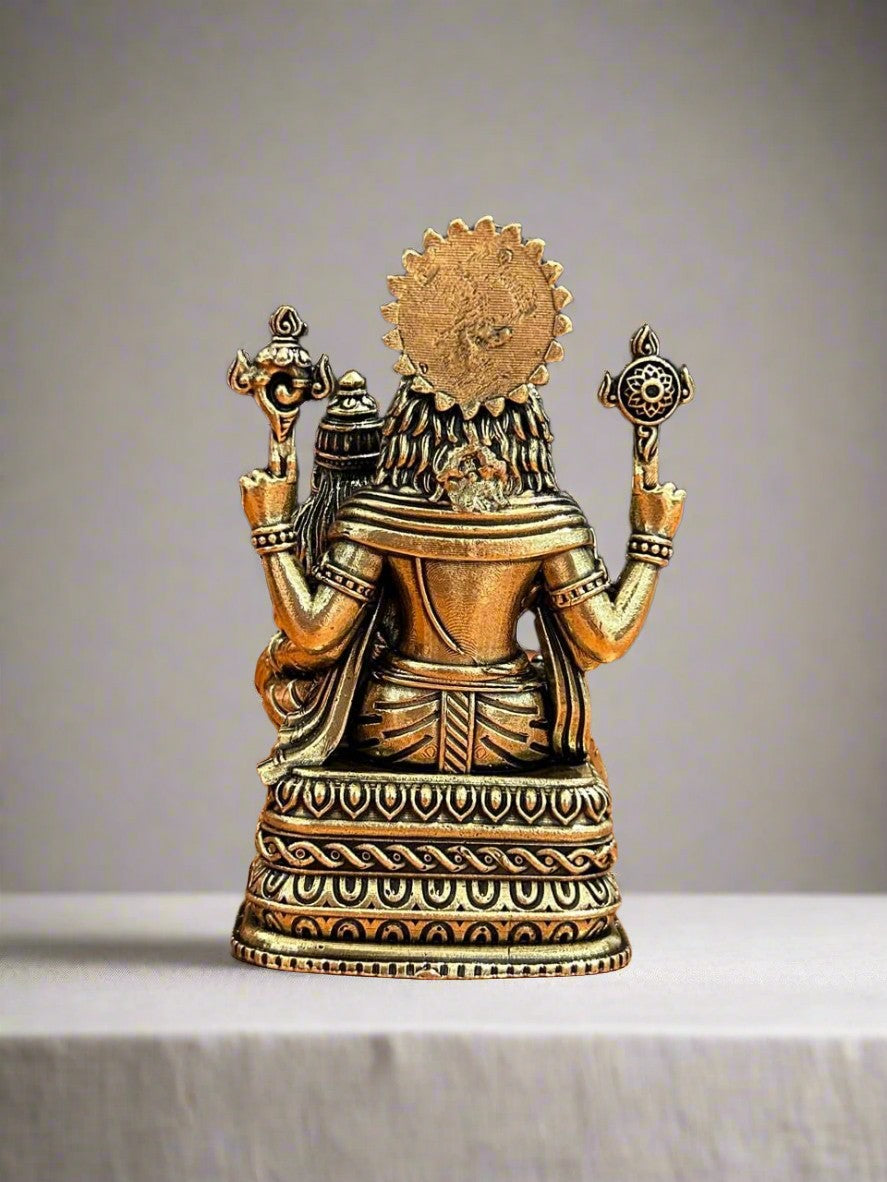 Handcrafted Brass Narasimha with Lakshmi – Auspicious Statue for Puja, Decor & Blessings