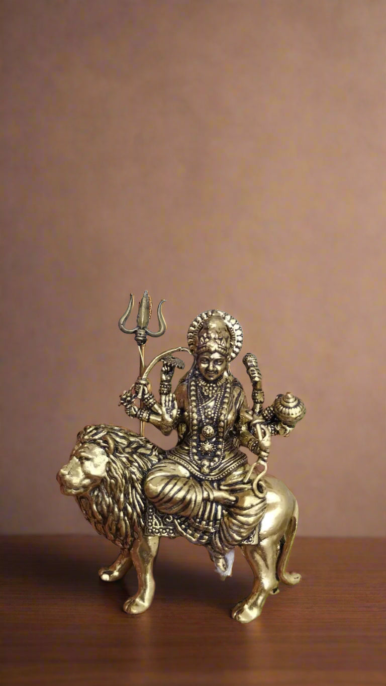 Brass Durga Maa Idol – Small Size for Home Temple, Office & Gifting