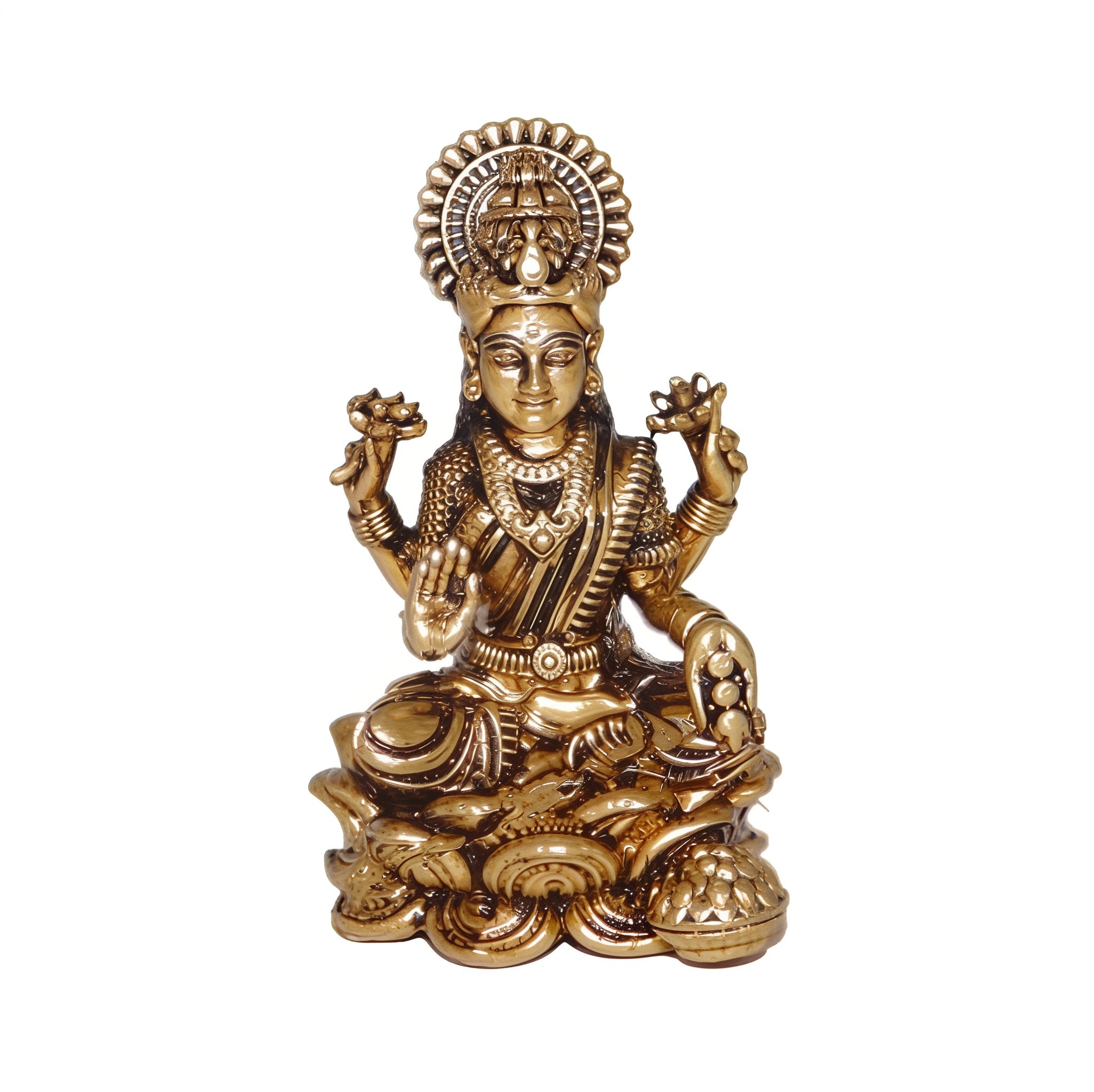 Handcrafted Brass Goddess Lakshmi Statue – Wealth & Prosperity Symbol