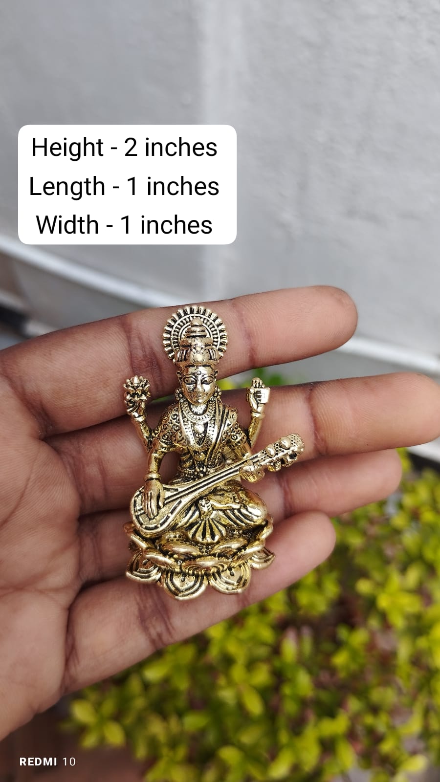 Brass small Saraswati Idol – Divine Symbol of Wisdom, Music & Learning for gift/ home/office