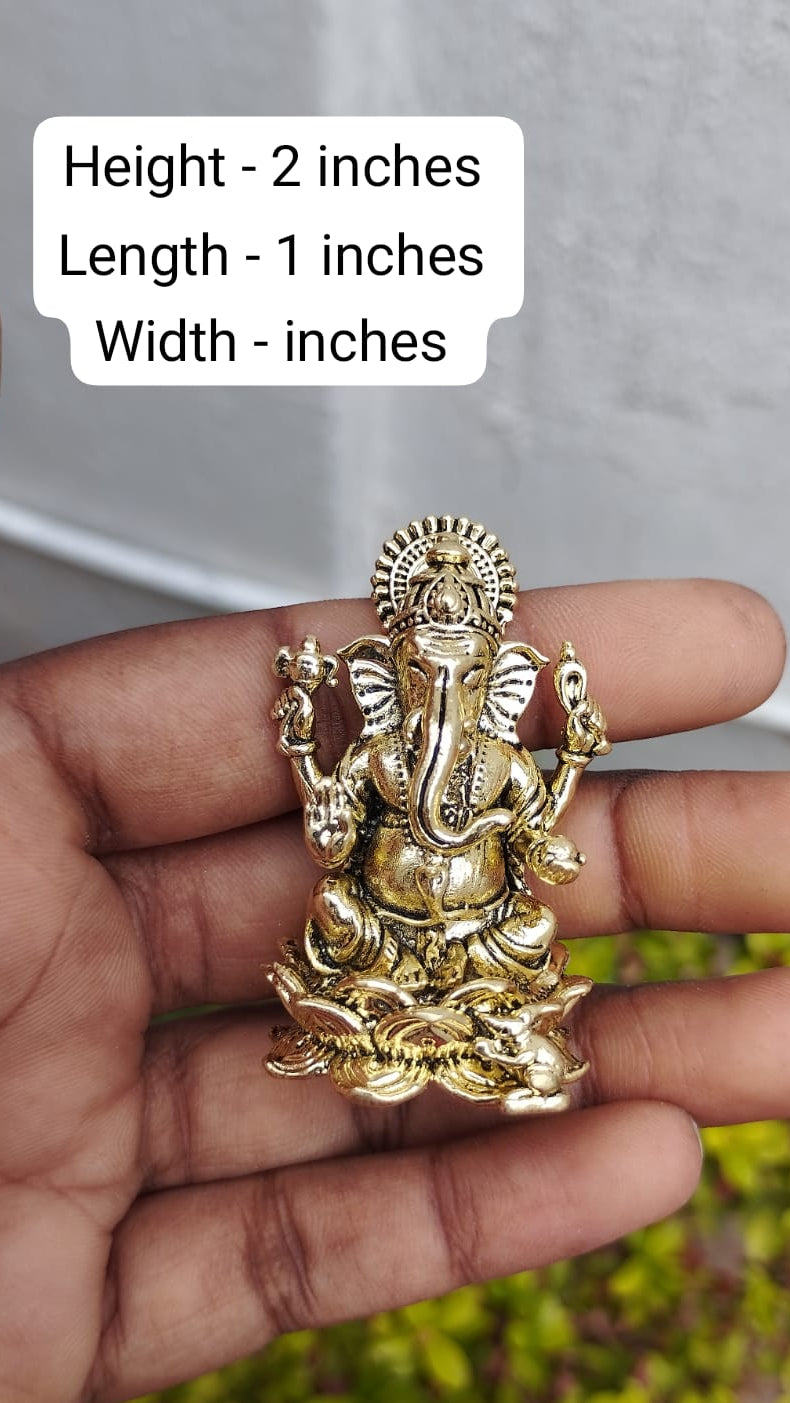 Brass small Ganesh Idol – Antique Finish Ganpati Murti for Home Temple, Office & Puja Room