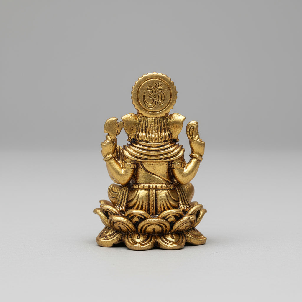 Brass small Ganesh Idol – Antique Finish Ganpati Murti for Home Temple, Office & Puja Room
