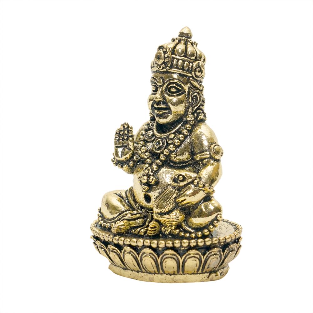 Brass Kuber Idol – Antique Finish Dhanapati Murti for Home Temple, Office & Vastu Prosperity
