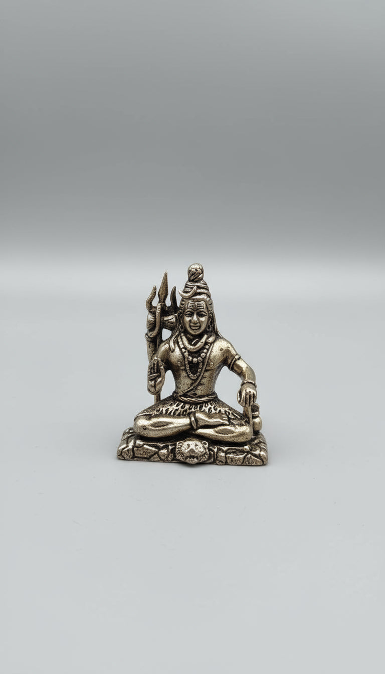 Brass Shiv Idol – Antique Finish Mahadev Murti for Home Temple, Meditation & Spiritual Decor