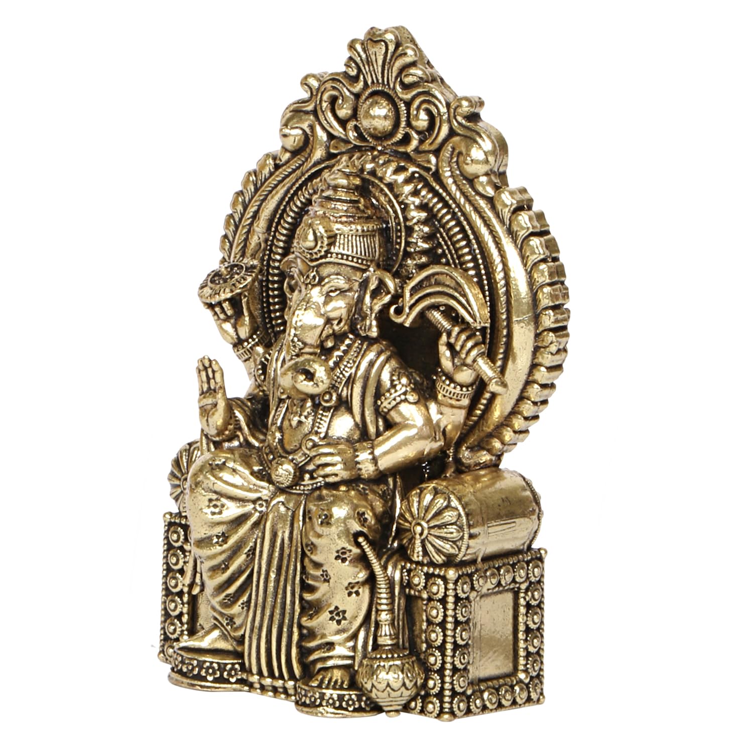 Brass Ganesh Idol – Antique Finish Ganpati Murti for Home Temple, Office & Puja Room, small
