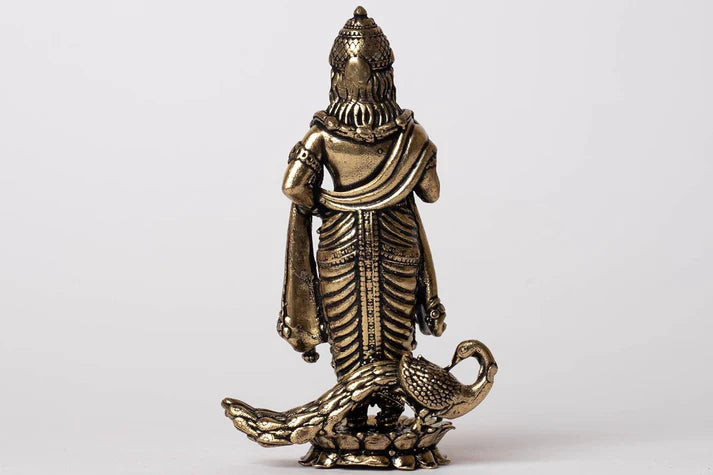 Brass Murugan Idol – Antique Finish Kartikeya Murti for Home Temple, Vastu & Spiritual Decor