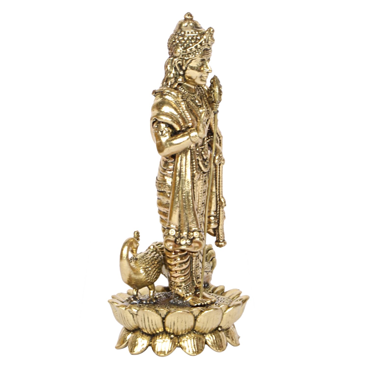 Brass Murugan Idol – Antique Finish Kartikeya Murti for Home Temple, Vastu & Spiritual Decor