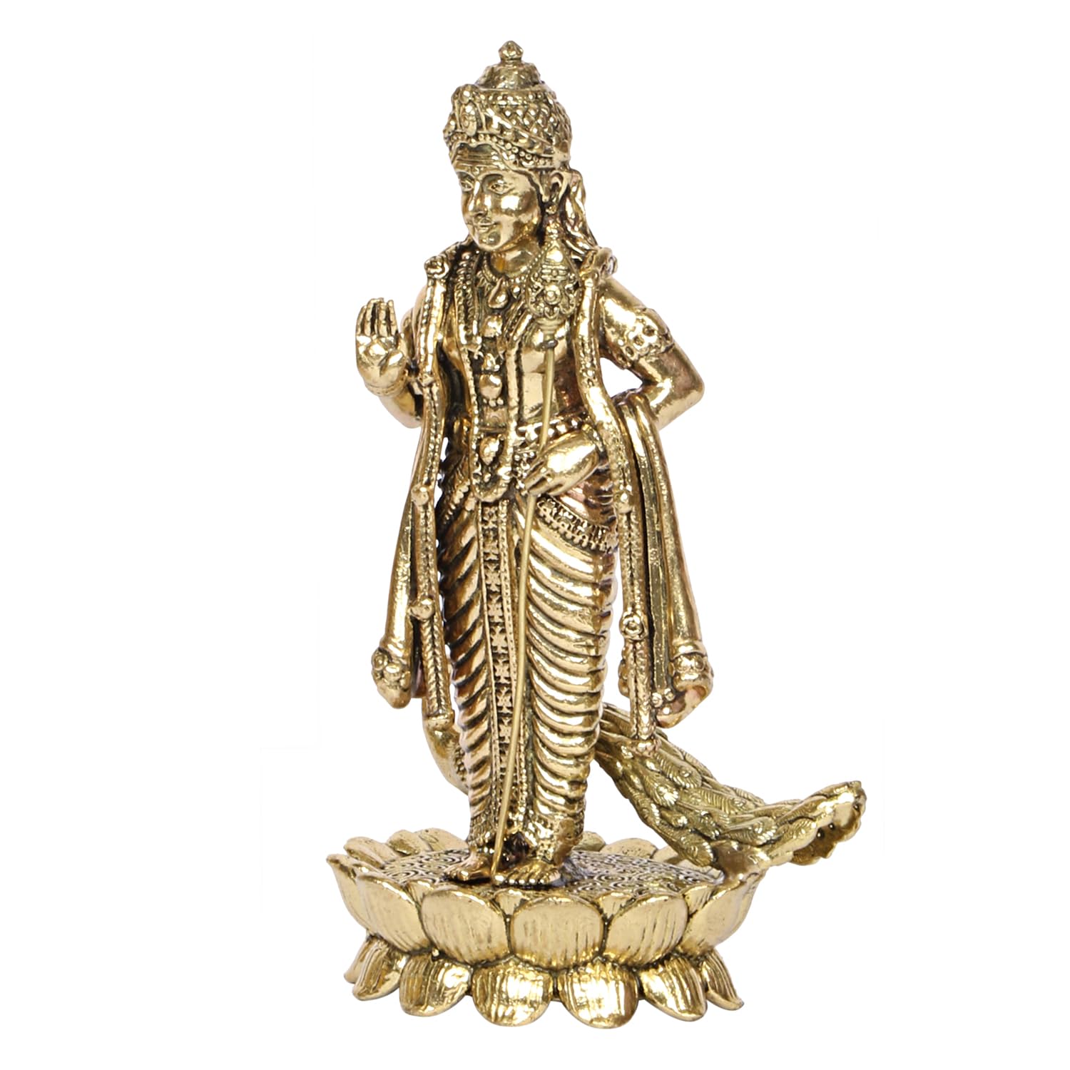 Brass Murugan Idol – Antique Finish Kartikeya Murti for Home Temple, Vastu & Spiritual Decor
