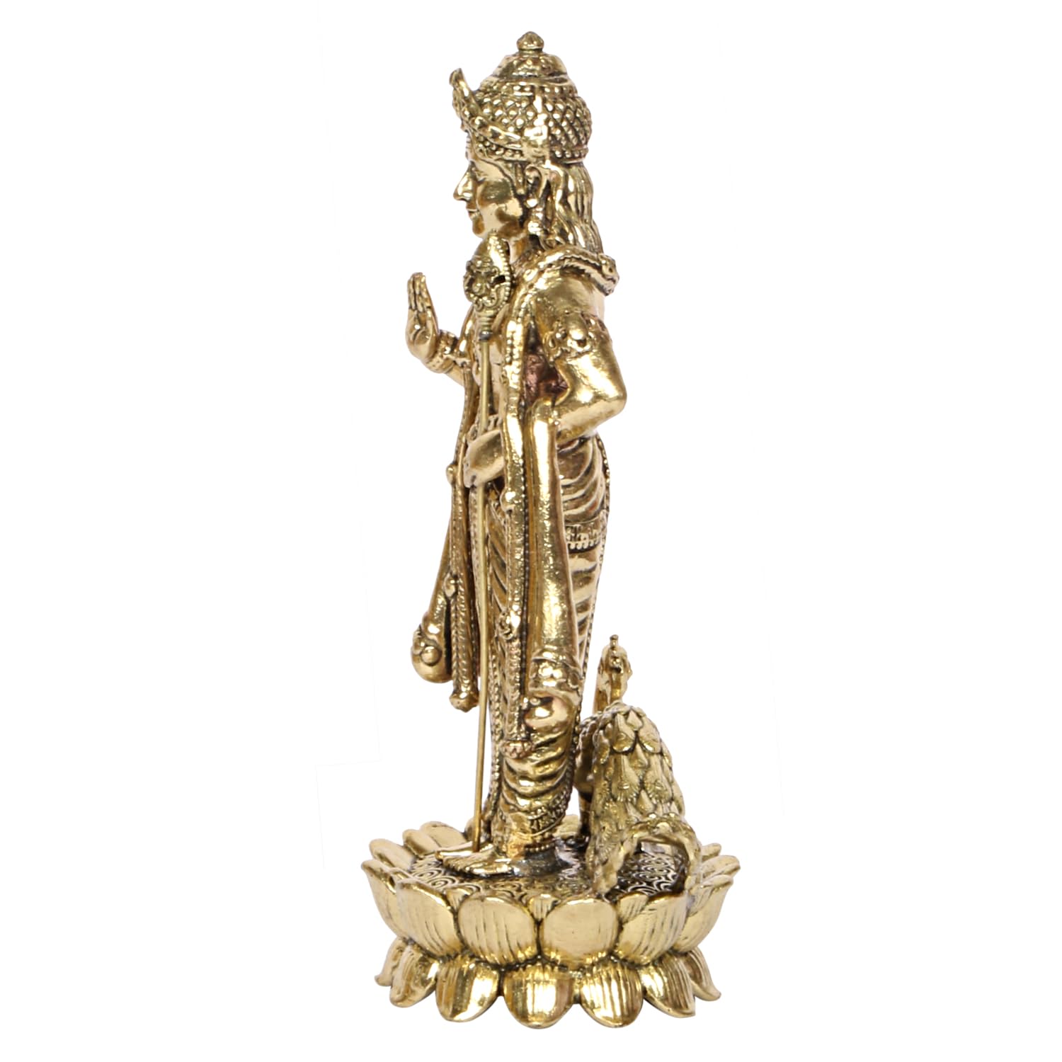Brass Murugan Idol – Antique Finish Kartikeya Murti for Home Temple, Vastu & Spiritual Decor