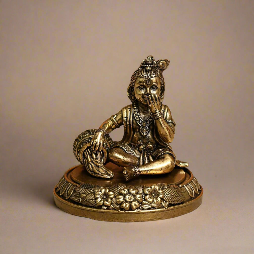 Handcrafted Brass Laddu Gopal – Symbol of Divine Love, Peace & Prosperity