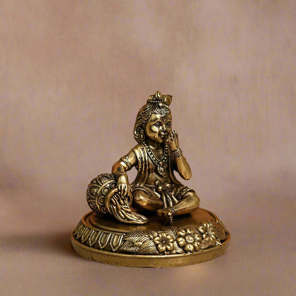 Handcrafted Brass Laddu Gopal – Symbol of Divine Love, Peace & Prosperity