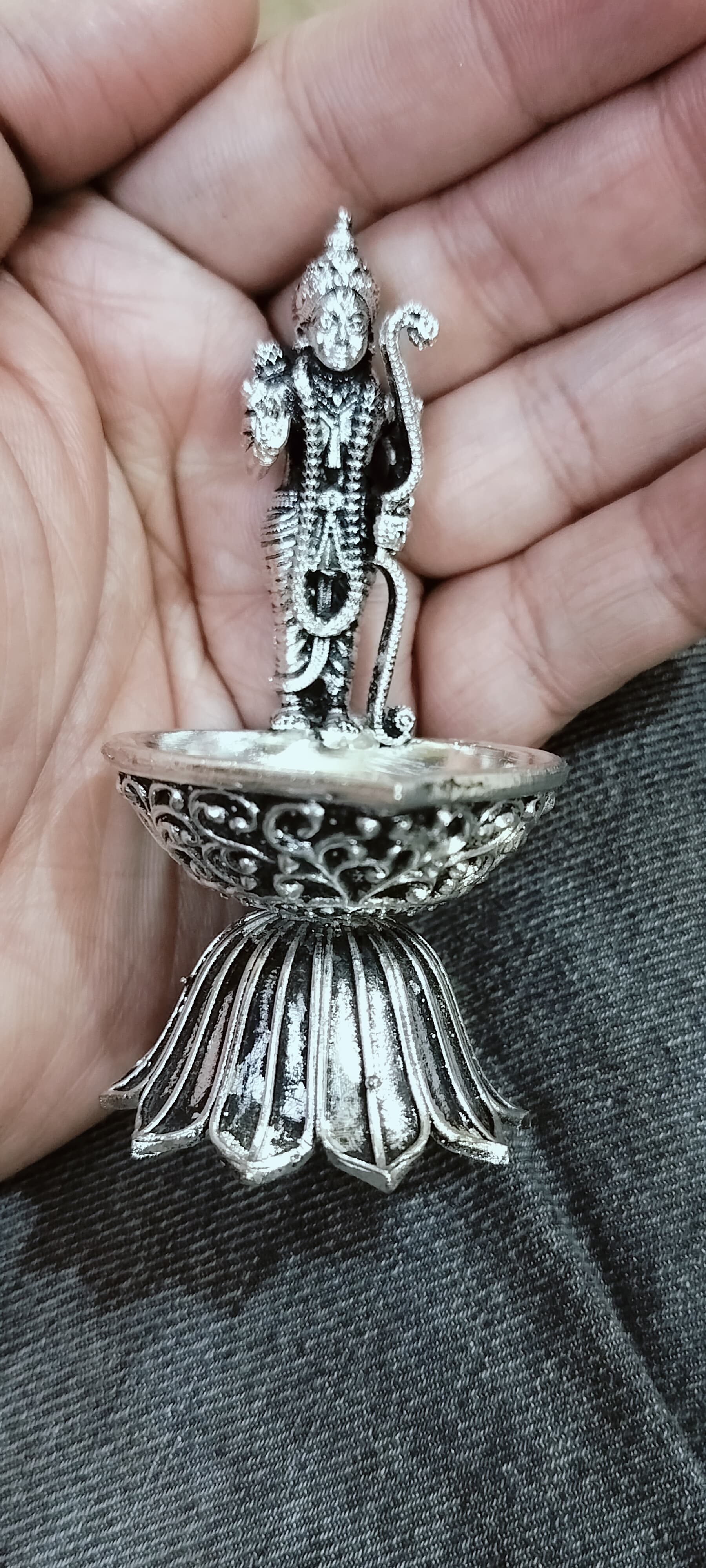 German Silver Antique Vishnu DASHAVATAR Diya Set