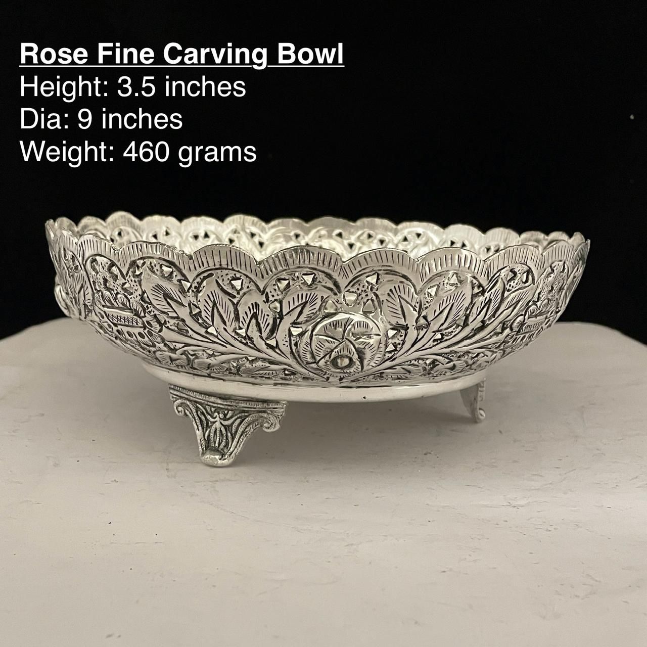 German silver fully carved fruit bowl/snacks/home decor with stand/gift item/diwali gift