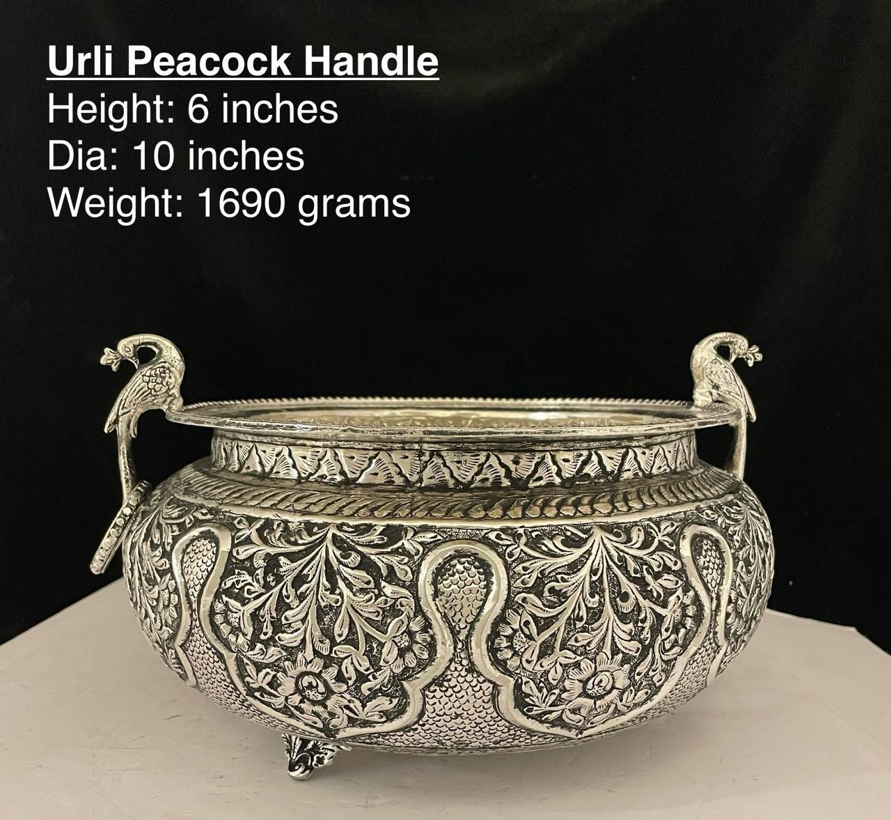 German silver fully carved urli bowl