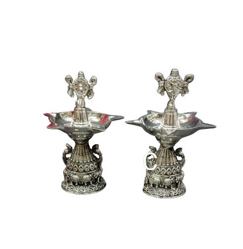 German Silver shanku Chakra deepam Pair