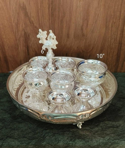 German Silver Pooja thali Combo Set