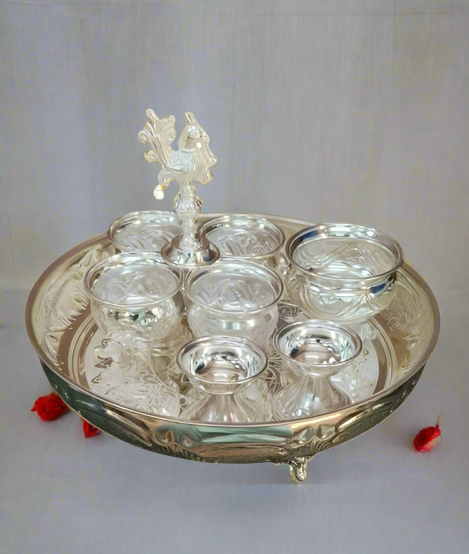 German Silver Pooja thali Combo Set