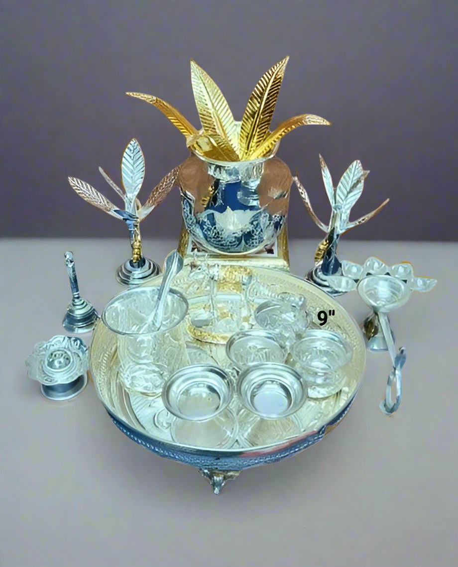 German Silver Gruhapravesham Pooja Combo Set
