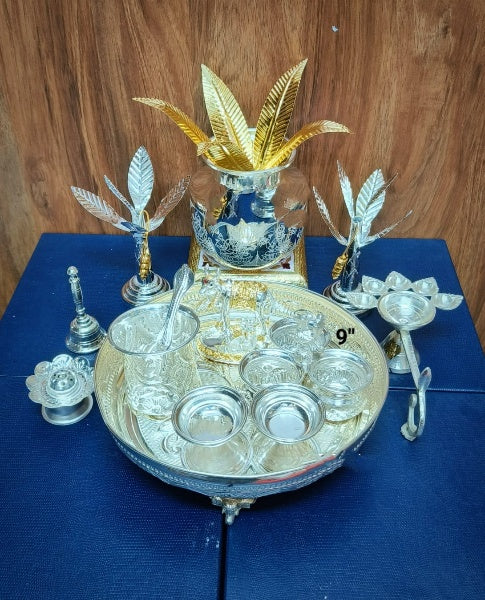 German Silver Gruhapravesham Pooja Combo Set