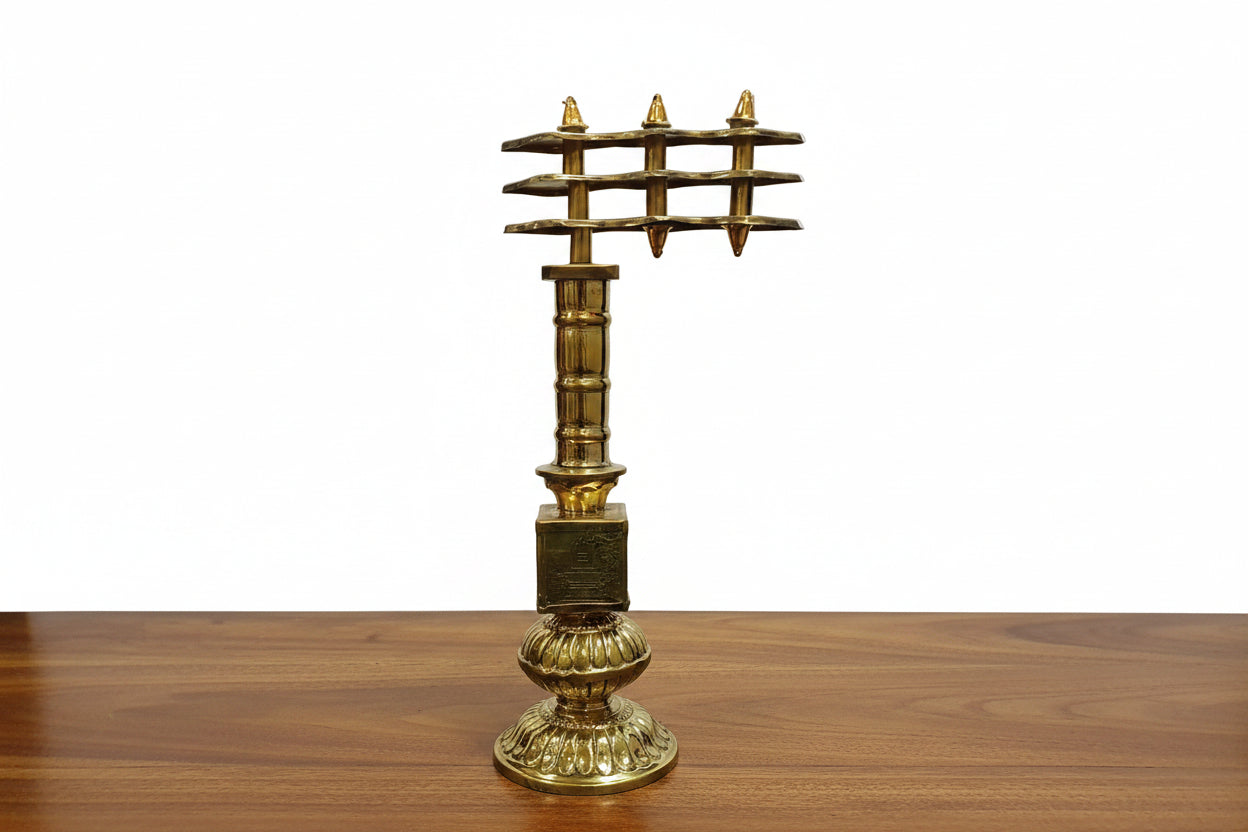 Brass Miniature Temple Kodimaram – Traditional Ritual Symbol