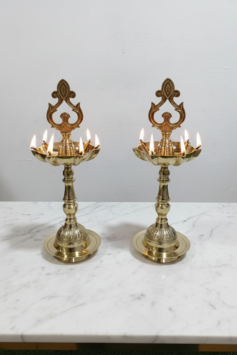 Brass 7-Face Kuthu Vilakku – Traditional Ritual Deepam